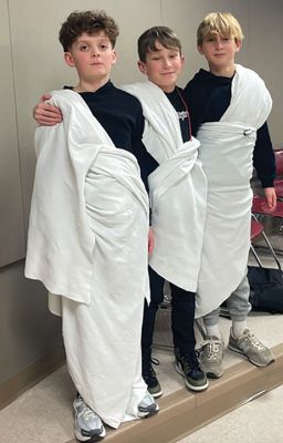 World Language Week
Students dressed like the Romans during the two-day scavenger hunt as part of World Language Week held at Old Rochester Regional Junior High School. Photo courtesy Old Rochester Regional School District and MA Superintendency Union #55.
