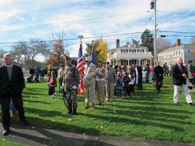 Veteran's Day 2013
The Tri-Town honored veterans on Monday with moving programs. In Marion, the parade included Cub Scout Pack 32, Master of Ceremonies Joe Napoli, and the Sippican School Band. In Mattpoisett, Daniel Mazzuca gave a speech that focused on what our country can do for veterans in need of jobs, housing, and mental health services. The Old Hammondtown School band and chorus provided strong performances. Photos by Joan Hartnet-Barry & Shawn Badgley.
