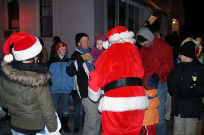 Tree Lighting
Santa arrived courtesy of the Rochester Fire Department for the town's annual Christmas Tree Lighting held outside Town Hall on Monday evening, December 8, 2008. (Photo by Kenneth J. Souza).
